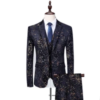 men print tuxedo suit set slim fit size m 6xl mens wedding bridegroom prom suits with pants male 3 piece suit jacket vest pants