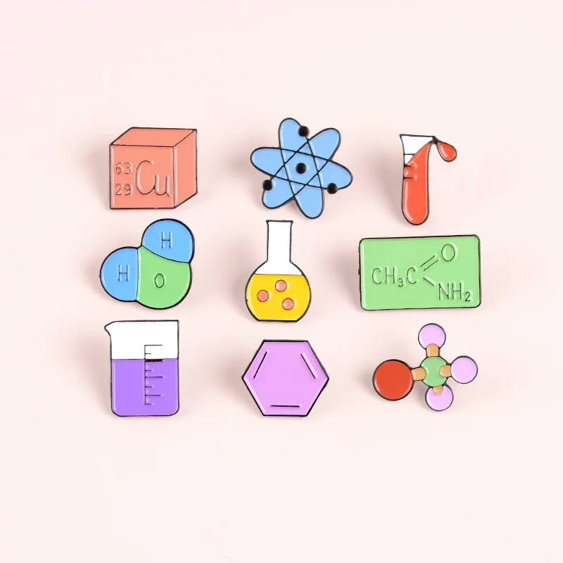 Chemical Experiment Equipment Enamel Brooches Multicolored Pins Denim Clothes Bag Jewelry Gift For Students | Украшения и