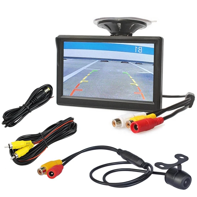 DIYKIT 5 дюймов TFT lcd Автомобильный Монитор присоска и кронштейн+ камера заднего вида автомобильная парковочная камера - Название цвета: conventional connect