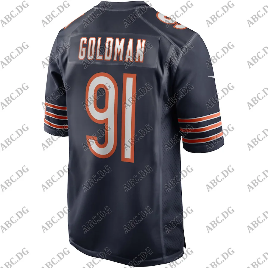 

Customized Stitch American Football Jersey Men Women Kid Youth Chicago Eddie Goldman Navy Game Jersey