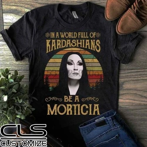 Morticia Аддамс в мире полном Kadarshians для мужчин черная футболка хлопок S 6XLCool