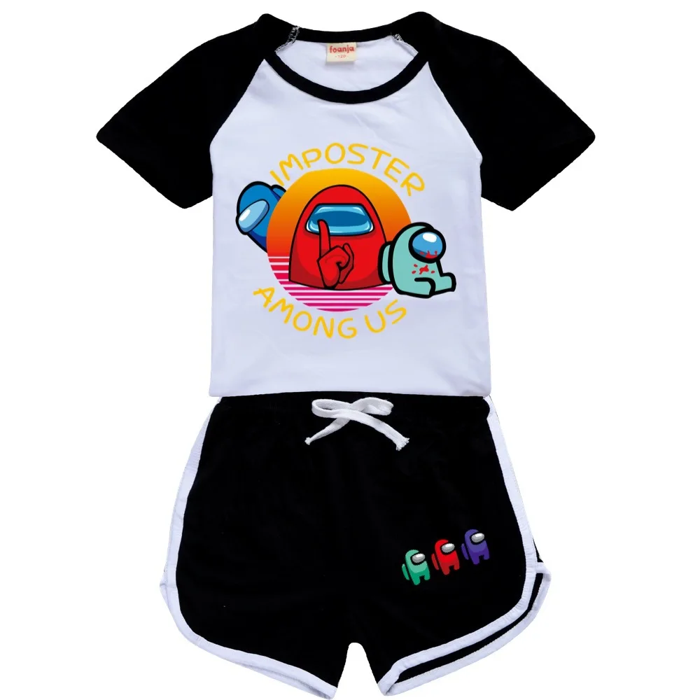 

girls Among Us Costume for Boys Clothing Sets Cartoon Clothes Short Sleeve Tracksuit Children Sports Suit Home Wear Kids Outfits