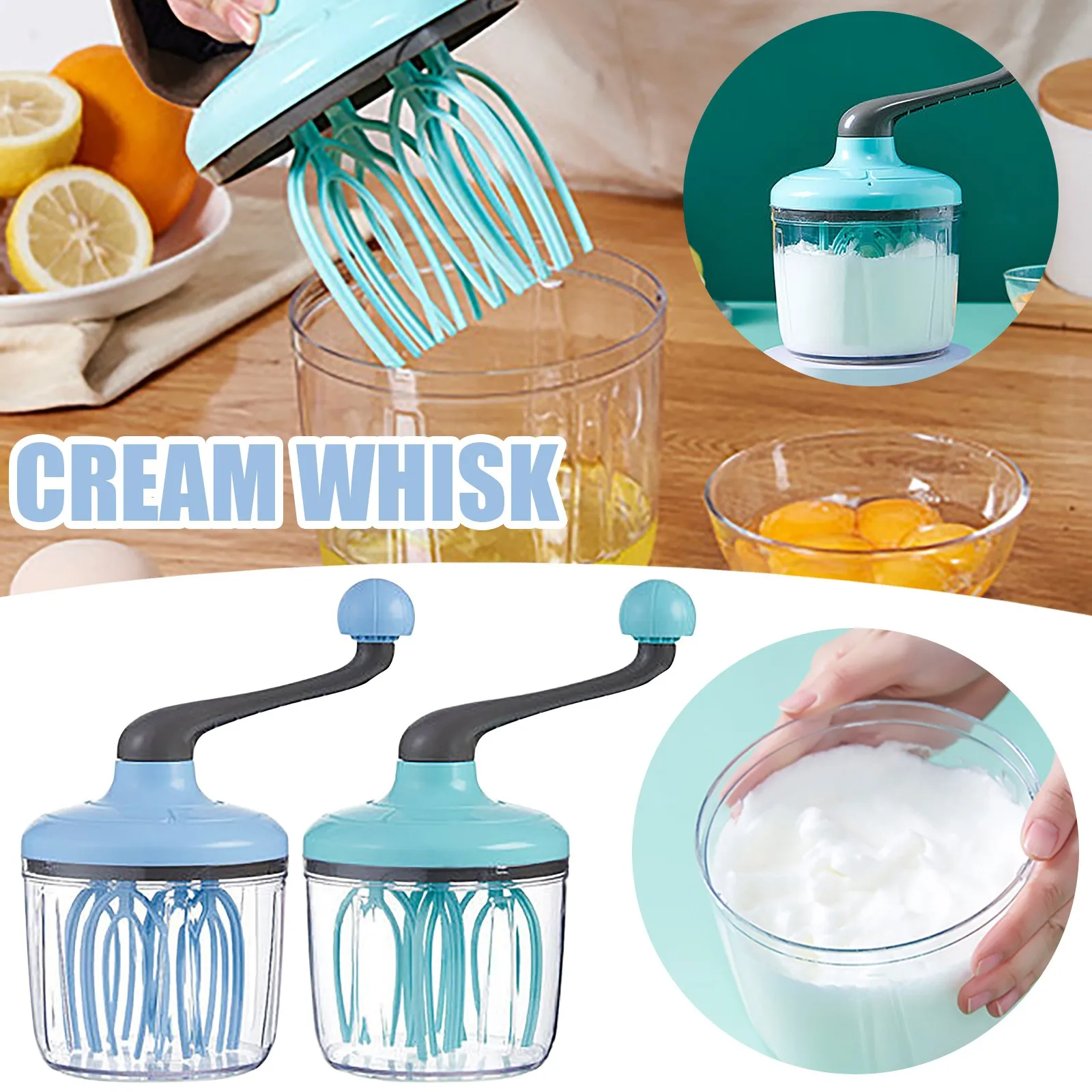 Manual Hand Beater Cream Stirring Cake Tool Four-axis Fast Foaming Stir Bar Plastic Handle Mixer Kitchen |