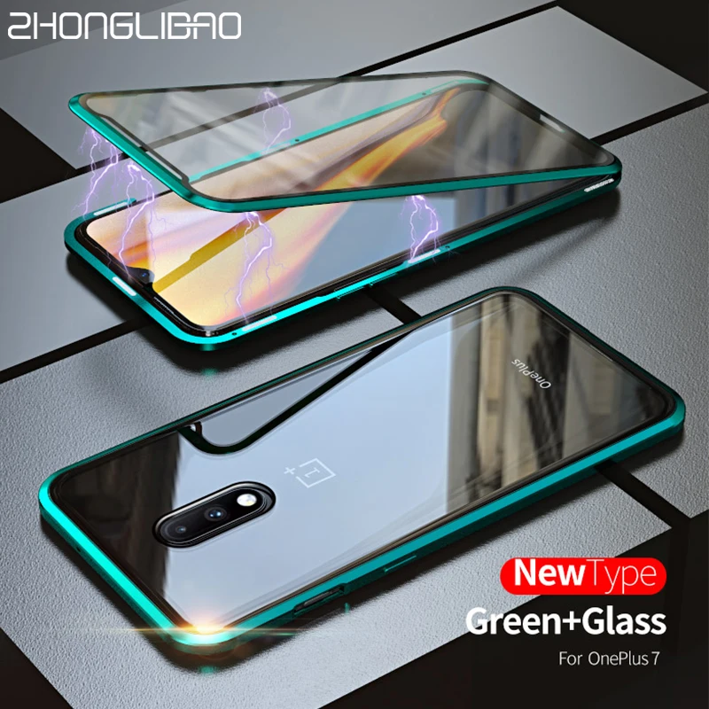 Магнитный металлический чехол для One Plus7pro Oneplus 7 Pro роскошный с полным покрытием на