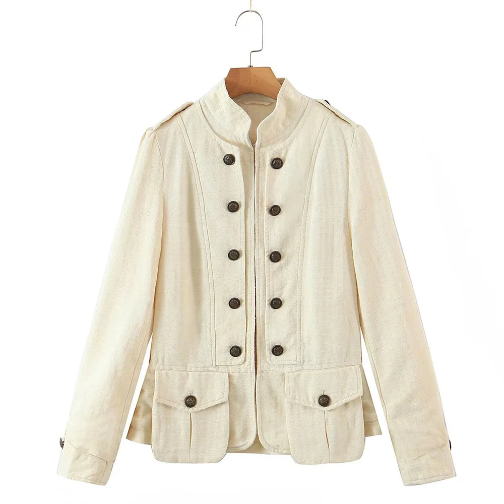 

2021 spring and autumn new design, retro port style, personality, double-breasted three-dimensional pocket suit jacket