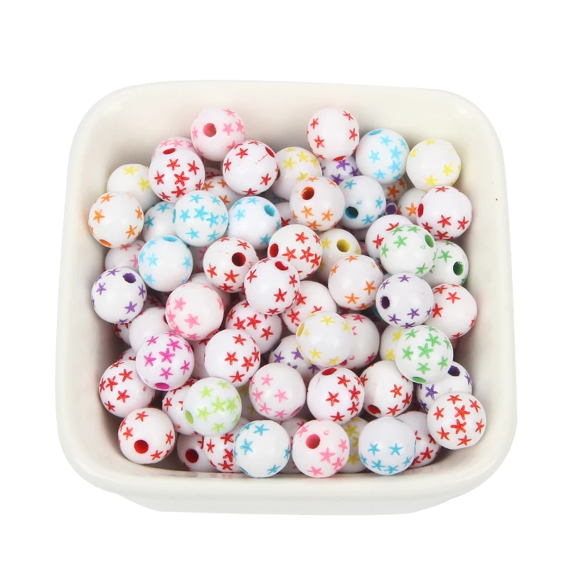 100 шт. круглый белый Морская звезда акриловые бусины 8 мм для ювелирной маркировка