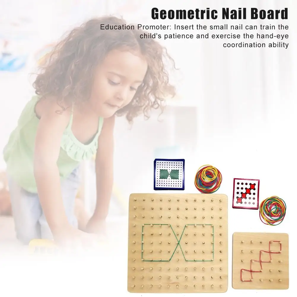 

Geometry Early Learning Boards Graphics Educational Toy Geometry Nail Strip Card Wooden Geometric Nail Board for Kids Children