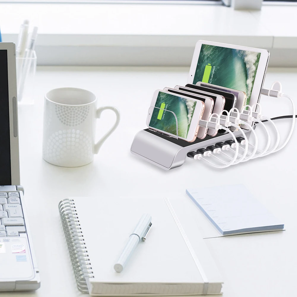 

6-Ports 60W USB Charger Hub Fast Charger Smart Charging Station Dock For Smart Phone Tablet