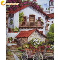 chenistory oil painting by number house scenery drawing on canvas handpainted gift diy picture by number for adults kids kits h