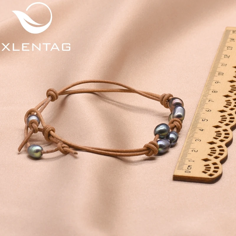 XlentAg настоящий пресной воды белый жемчуг кожаный браслет для женщин помолвки свадебные ручной работы ювелирные изделия аксессуары Mujer GB0162