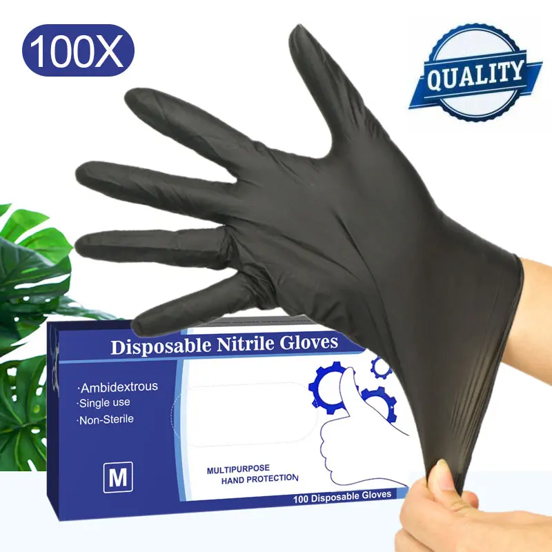 

10-100 pcs Disposable Nitrile Gloves Work Glove Food Prep Cooking Gloves / Kitchen Food Waterproof Service Cleaning Gloves Black