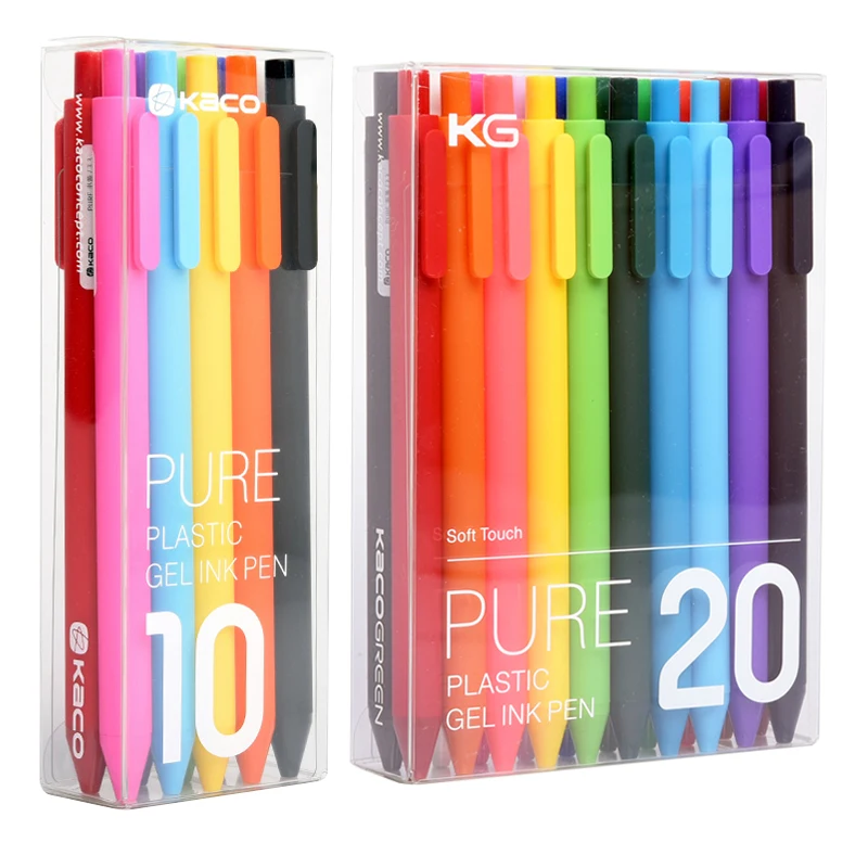 

10/20Pcs KACO PURE Series Colorful Gel Pen with 0.5mm Colorful Refill Kawaii Neutural Gel Pens for Student Drawing Writing