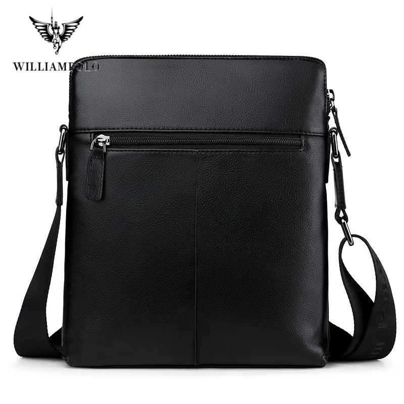 

WILLIAMPOLO Men's Shoulder Bag For Men Genuine Leather Handbag Small Male Casual Messenger Bag Phone Crossbody Bags Designer