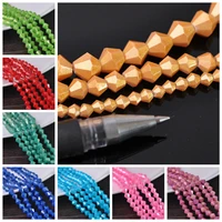 foil coated color bicone faceted 4mm 6mm 8mm opqaue glass loose spacer beads wholesale lot for jewelry making findings diy