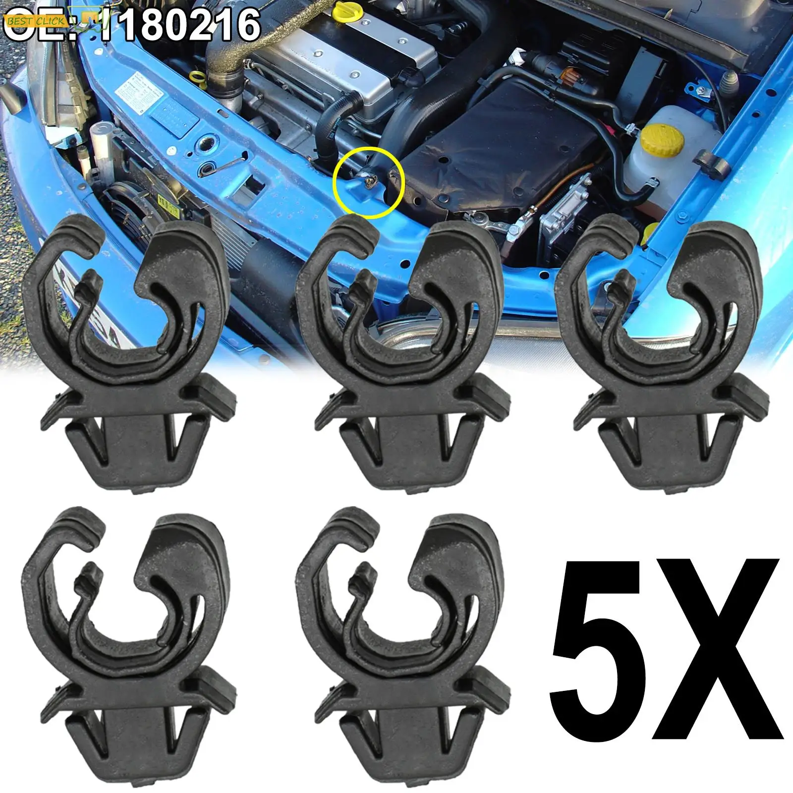 

5Pcs Bonnet Rod Hood Support Prop Stay Clip Holder Clamp 1180216 For Vauxhall Opel Astra G Zafira A Omega B Combo C Fastener