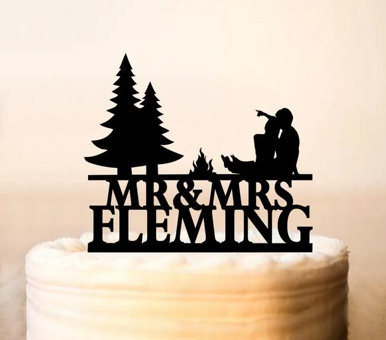 Наружный Свадебный Топпер для торта тематический кемпинга кемпинг огонь