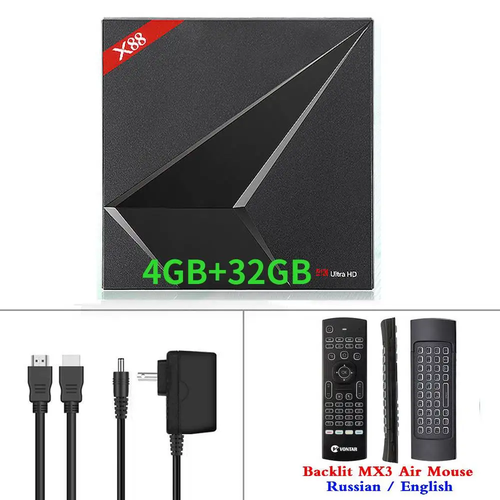 4GB32GB MX3 Android 9,0 ТВ приставка X88 MAX Plus 4 Гб ОЗУ 64 Гб ПЗУ Rockchip 2,4G/5G двойная Wifi приставка X88MAX Smart 4K медиаплеер 4G32G - Цвет: 4GB32GB MX3