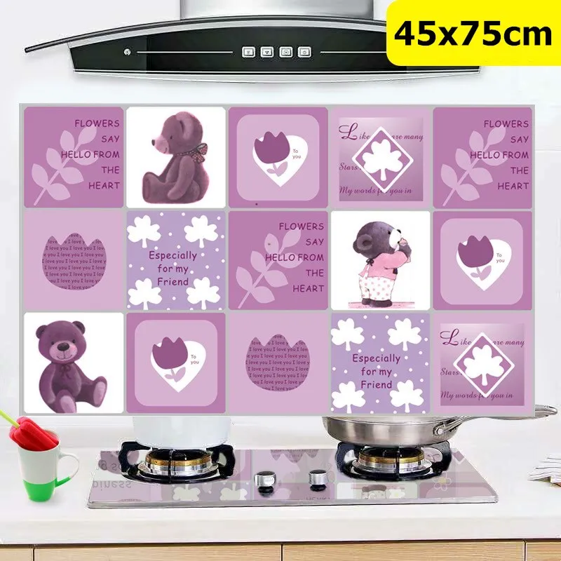 

Мультяшные медвежонки, кухонные наклейки с защитой от масла, устойчивые к высоким температурам, самоклеящаяся фольга, керамическая плитка, ...