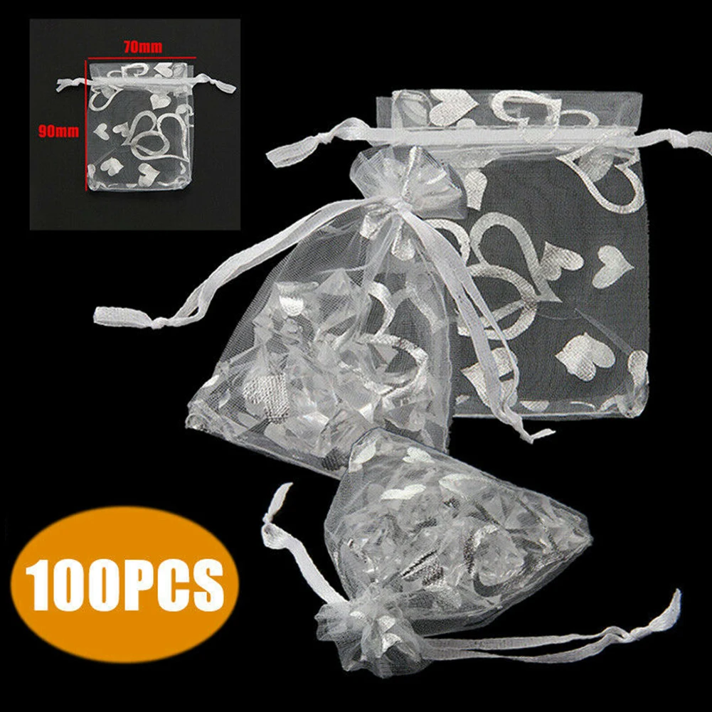 

100pcs Sheer Organza Wedding Party Favor Gift Candy Bags Jewelry Pouches 7x9cm For Candy Jewelry Small Things