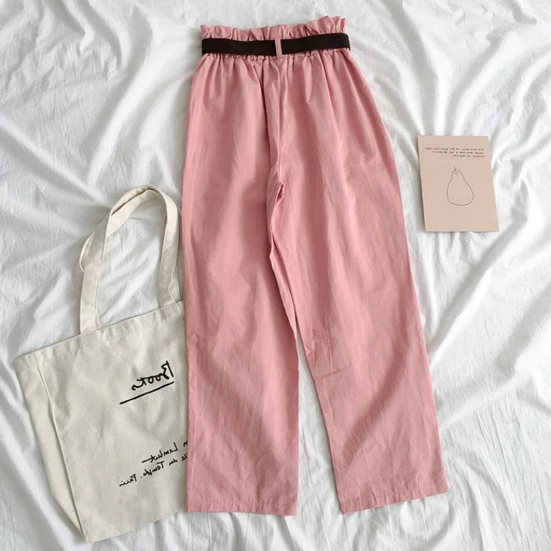 Obrix Harem Cotton Loose Straight Soft Casual Style Pants High Elastic Waist Safari Streetwear Formal Trousers For Women | Женская