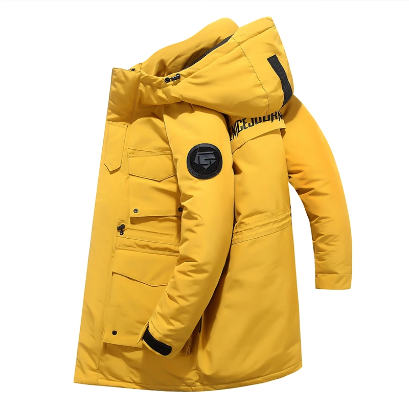 New Winter thickened men 90% white duck Hooded down jacket man Thick warm Casual Loose windproof Cargo Parka Outwear coat | Мужская