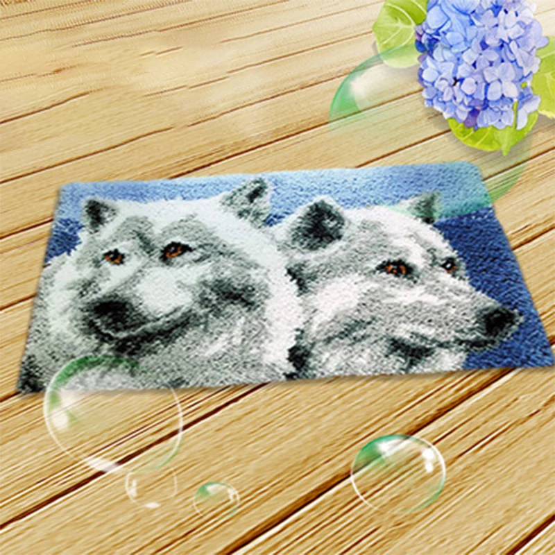 

Carpet Segment Embroidery Material Latch-Hook-Kit Wolf Pattern DIY Handcraft Carpet Embroidered Accessories rug do it yourself