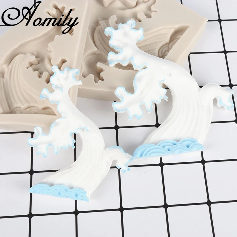 Aomily Ocean Spray Shaped 3D Silicon Fondant Chocolate Candy Cake Bakeware Mold DIY Pastry Bar Ice Block Soap Mould Baking Tool | Дом и сад