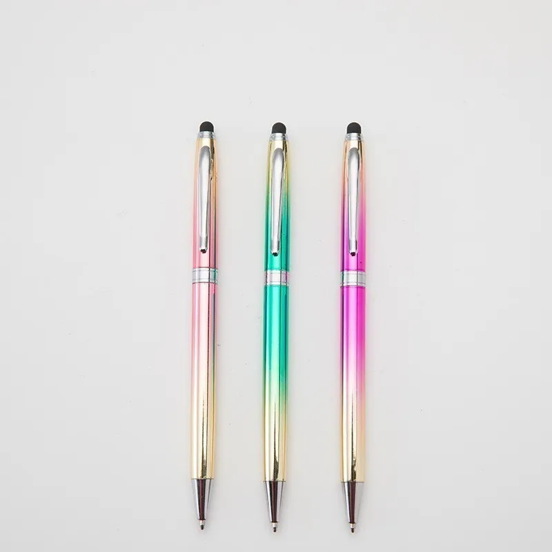 

1PCS New Creative Touch Rainbow Gradient Metal Ball Pen Stationery Ballpoint Pen Automatic Refillable Ballpen Bullet 7mm