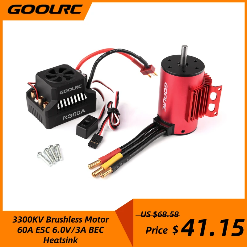 GoolRC 3660 3300KV бесщеточный двигатель с радиатором 60A брызгозащищенный ESC 6 0 V/3A BEC для