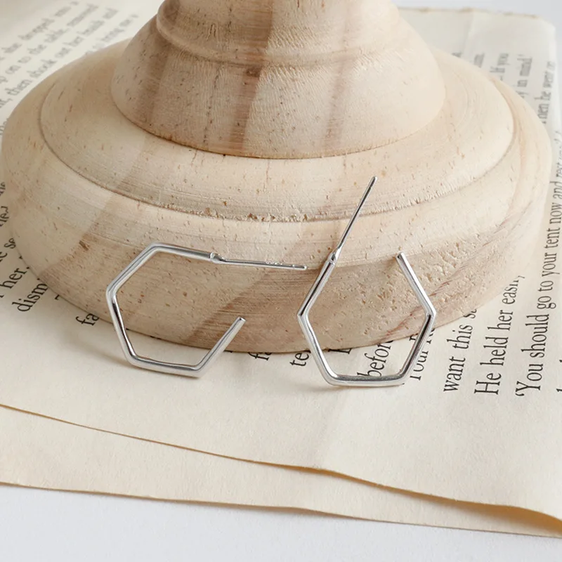 Женские Геометрические серьги-гвоздики с шестигранной головкой из настоящего