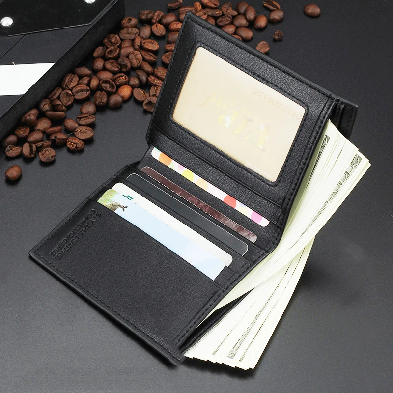 

Caze Kyts Men's Genuine Short Wallet Personality Vertical Creative Wallet Korean Youth Large Capacity Wallet