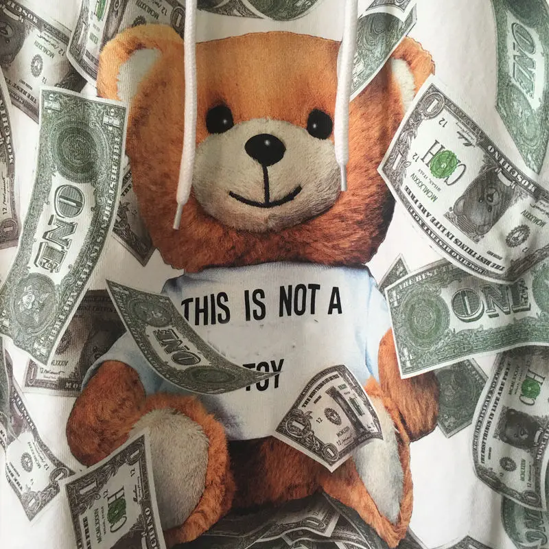

MOSCHINO money bear Hoodie Sweatshirt women's fashion beading Golden Bear men and women's spring and autumn long sleeve coat