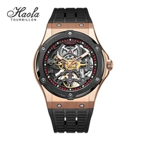 haofa automatic wind movement watch for men mechanical skeleton sapphire wristwatches hollow power reserve 80h montre homme