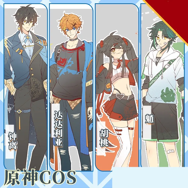 Trajes de Halloween {cosall} Jogo Genshin Impacto Cosplay Xiao Zhongli hu Tao Ajax Uniforme Traje