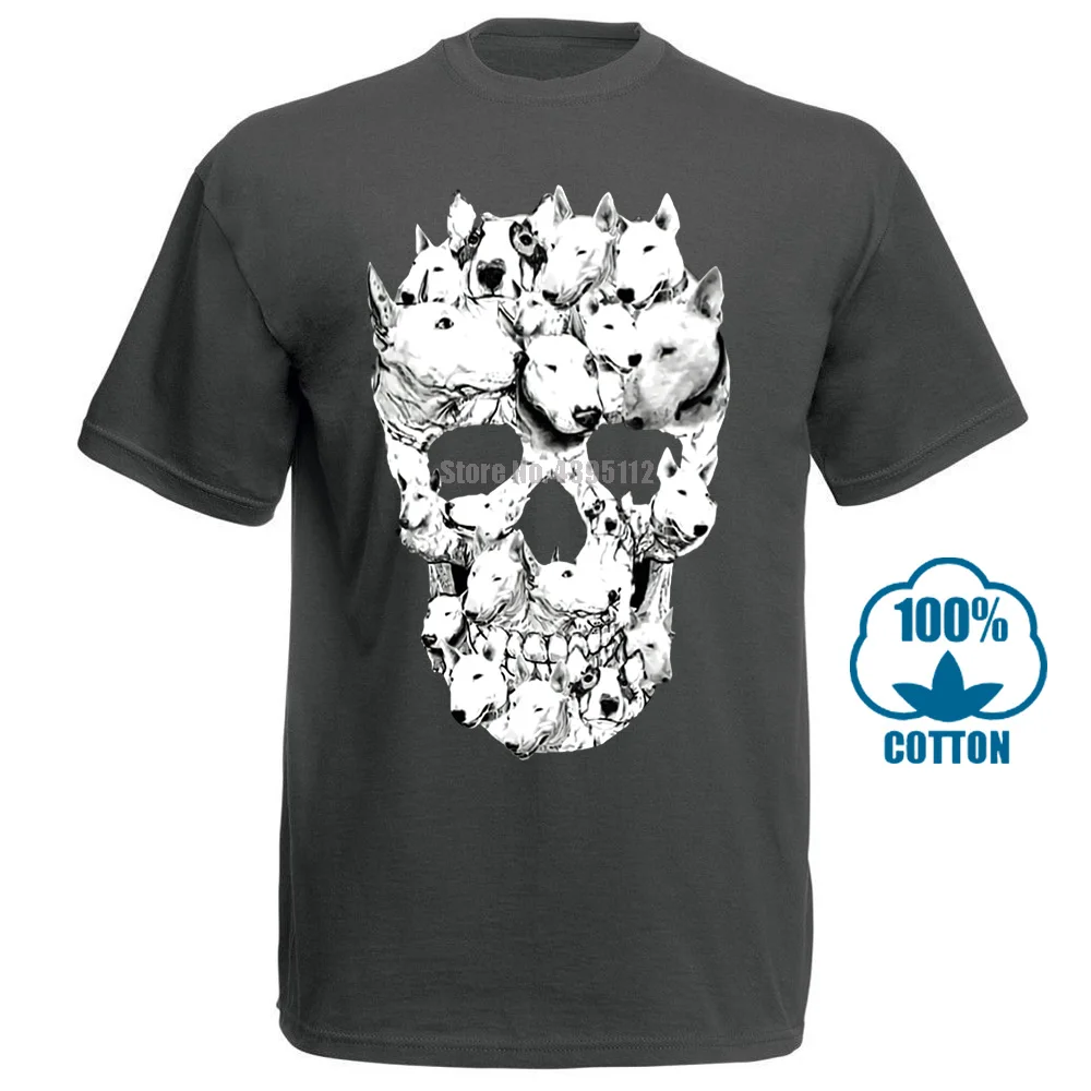 Темно-серый Мужская футболка бультерьер череп Awesome Tagless Tee забавная футболка Новинка Футболка женская - Цвет: Темно-серый