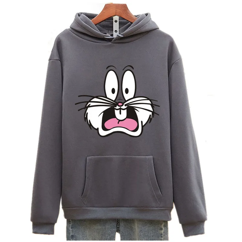 

Autumn Winter Korean Fashion Street Women Pullover Panic Rabbit Cartoon Print Ladies Hoodie Harajuku Couple Warm Sweatshirt
