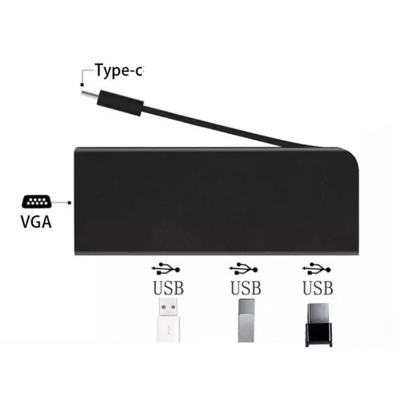 USB C 4 в 1 концентратор Тип к VGA адаптер док станция 3 для Lenovo ThinkPad T14 X13 X390 MacBook Pro