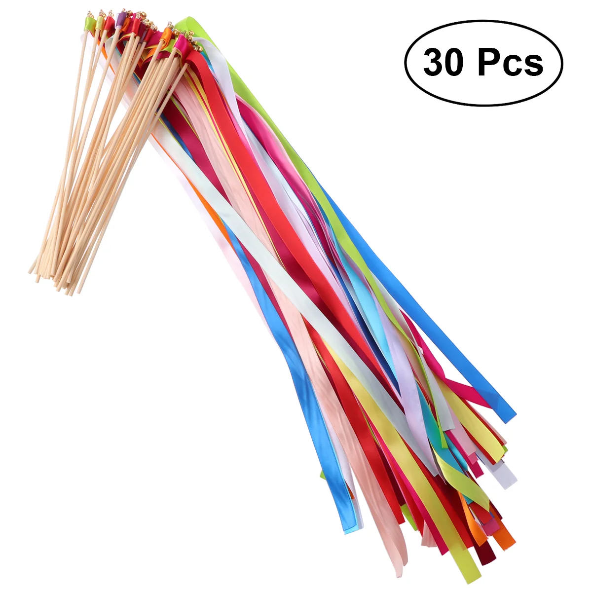 

30pcs Wedding Wands Ribbon Streamers with Bell Fairy Stick Party Favors Supplies (Assorted Colors)