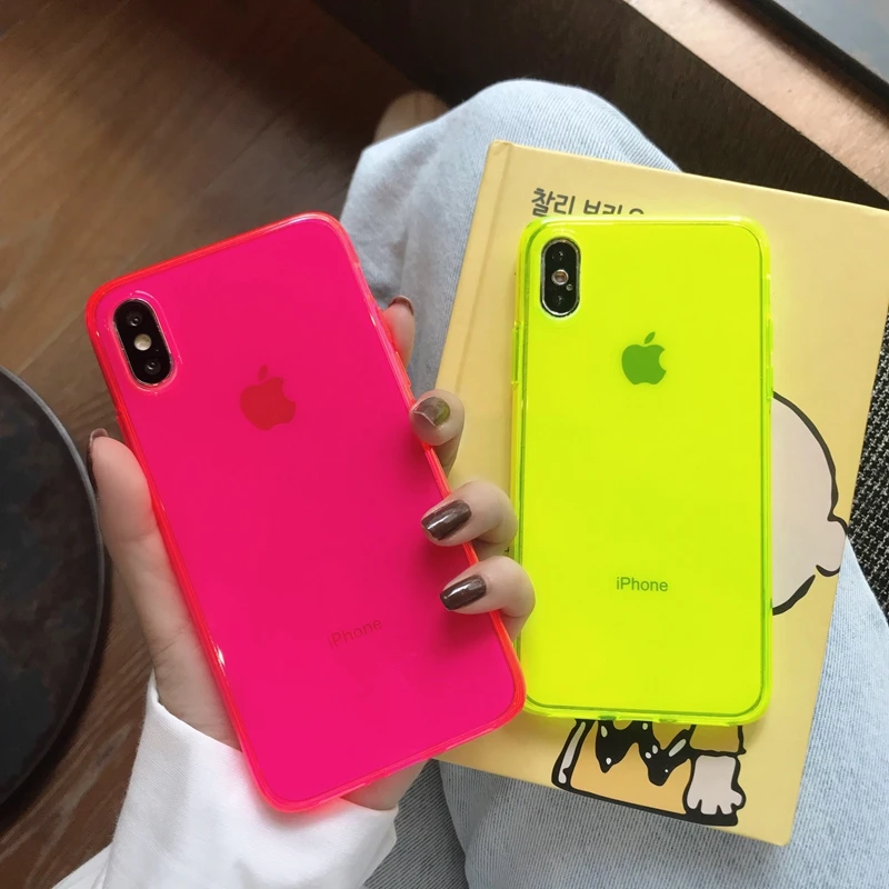 Флуоресцентный желтый розовый чехол для телефона Ins iphone 7 8 plus 11 Pro X XS MAX XR Роскошный