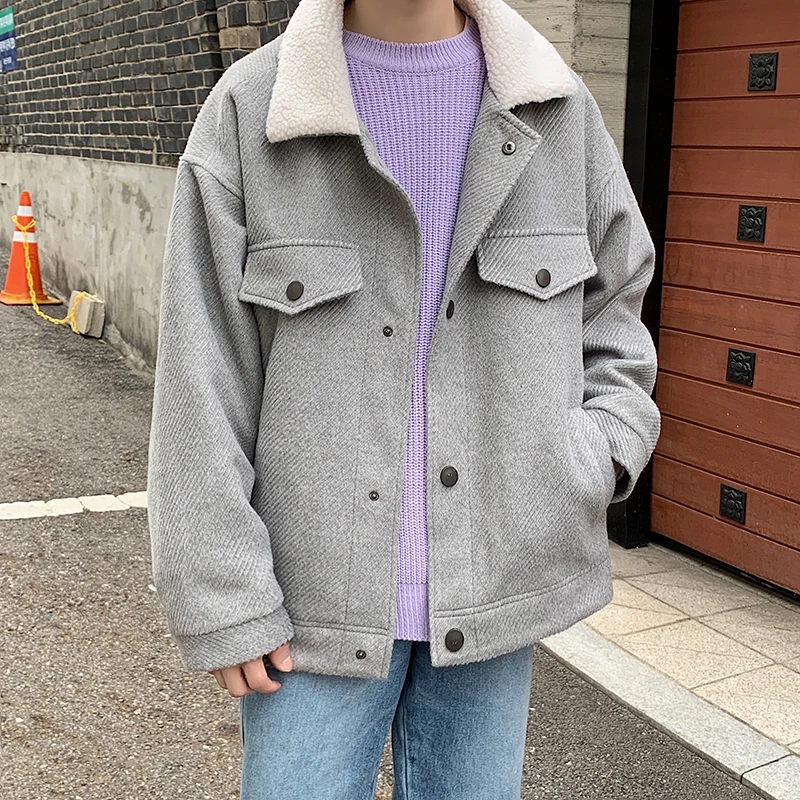 

2019 Autumn And Winter New Lambskin Coat Fashion Casual Solid Color Loose Woolen Coat Beige / Grey / Black / Brown M-2XL