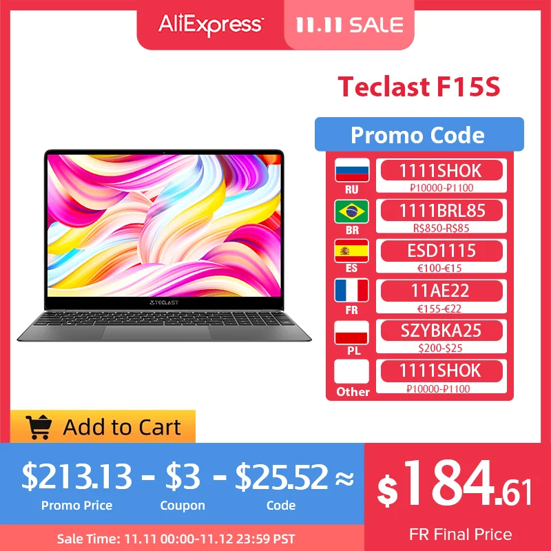 Ноутбук Teclast F15S 15 6 дюйма IPS 1920x1080 FHD 8 ГБ ОЗУ 128 Гб ПЗУ Intel Apollo Lake двойной Wi-Fi - купить