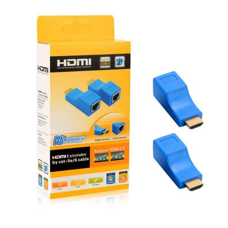 

1080P HDMI-совместимый удлинитель 1080P RJ45 порты удлинитель сети LAN до 30 м Поддержка Hdcp к Rj45 одиночный сетевой кабель