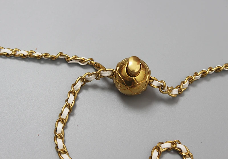 

[EAM] Gold Color Pu Leather Metal Split Joint Belt Personality Women New Fashion Tide All-match Spring Autumn 2021 1DD8273