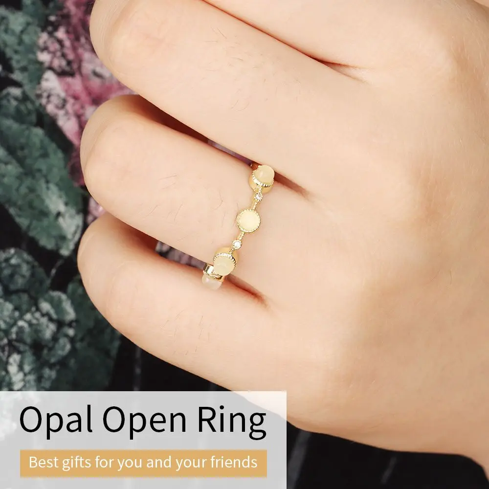 

Party Small Circle Finger Ring Popular Accessories Simple Opal Open Ring Fashion New