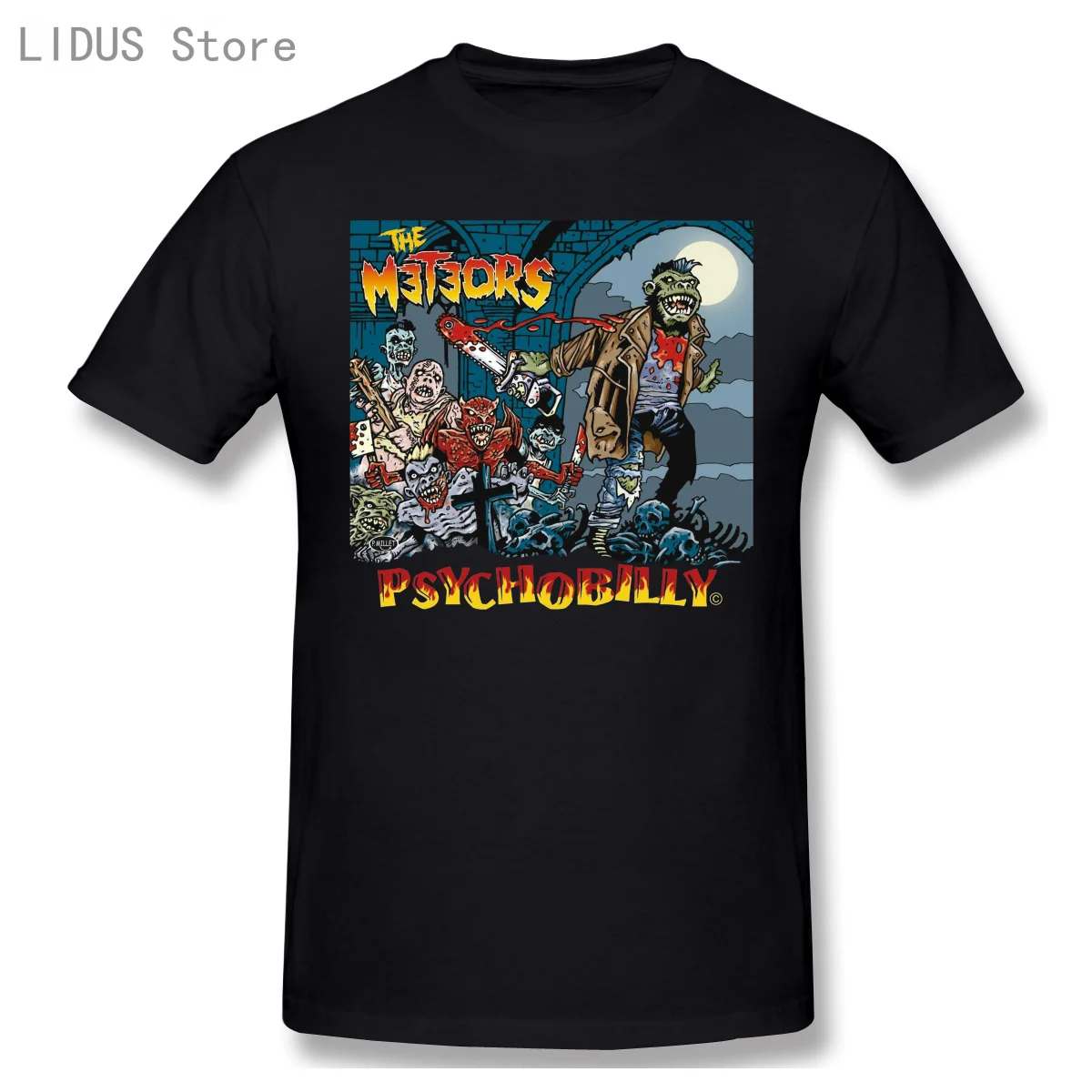 

The Meteors English Psychobilly T shirts Band Demented Are Go Tshirt Lknitted Comfortable Fabric Street Style Men T-shirts Tee
