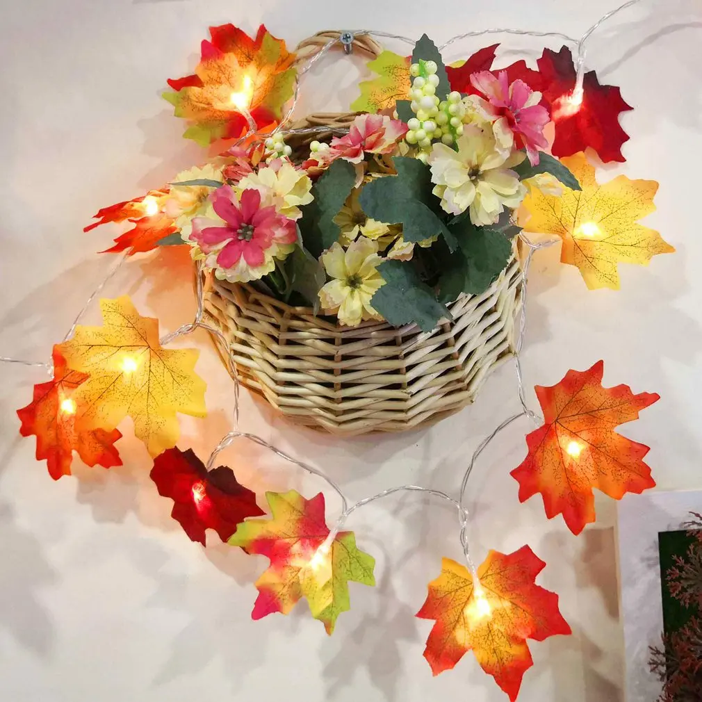 

1.5M 3M 20 Lights Maple Leaves Garland Led Fairy Lights for Christmas Decoration Autumn String Light Festive DIY Halloween Decor
