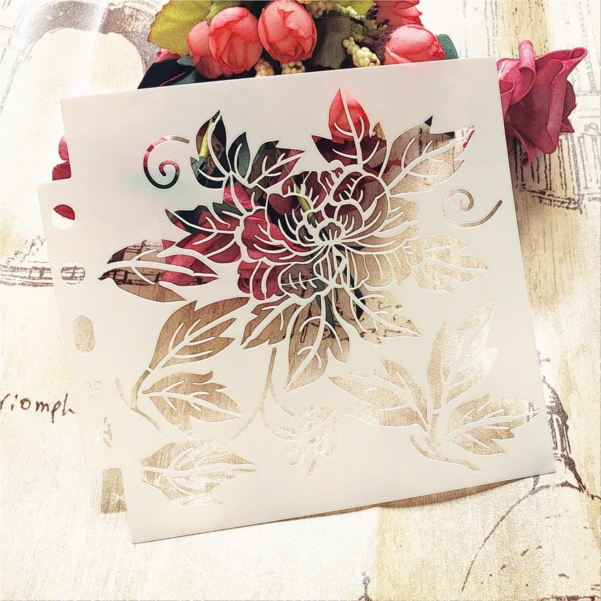 Листья цветы 13*14 см скрап-трафареты спрей пластичной прессформы щит форма для