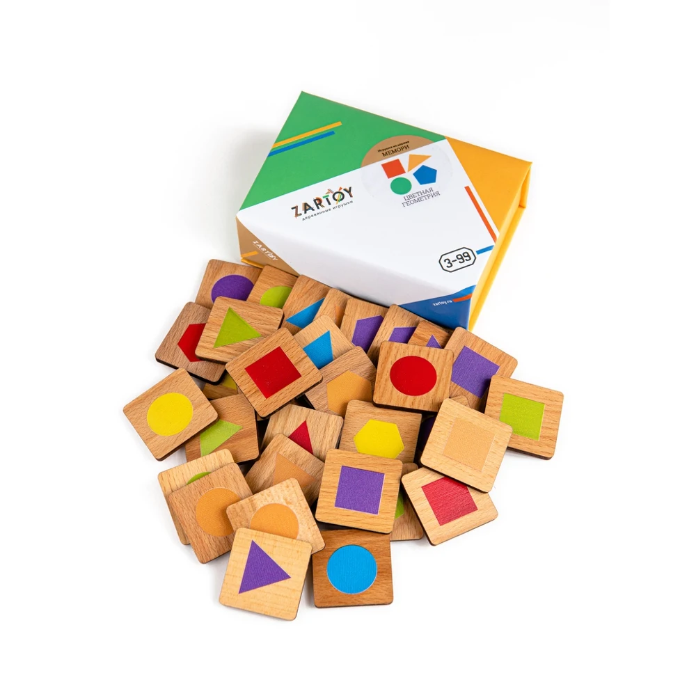 Мемори ZARTOY &quotЦветная геометрия&quot в картонной коробочке