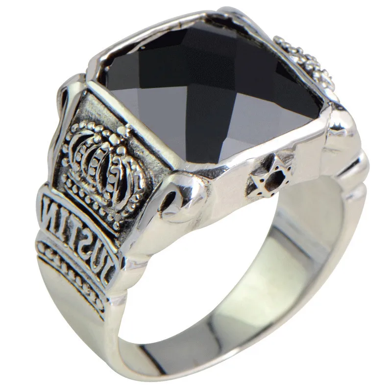 

LKO New Arrive S925 Royal Crown Ring For Men Hip Hop Rock Punk Style Retro Technology Ring For Men Women