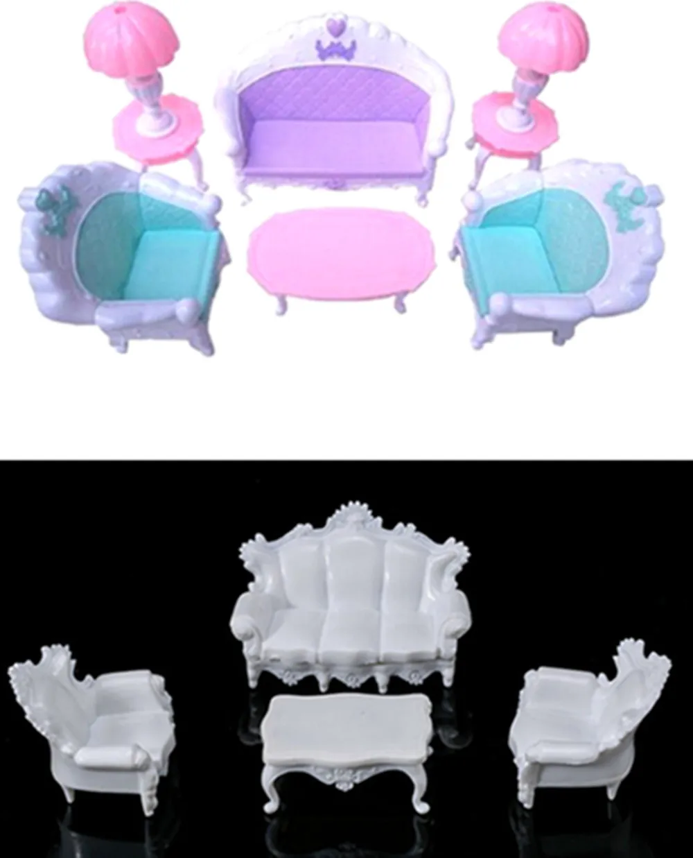 

Dollhouse Sofa Table Chair Lamp Miniature Furniture Sets Children Gift Toys Families Furniture Toys